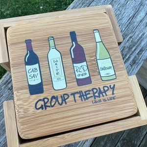 Thirsty stone, bamboo coaster.